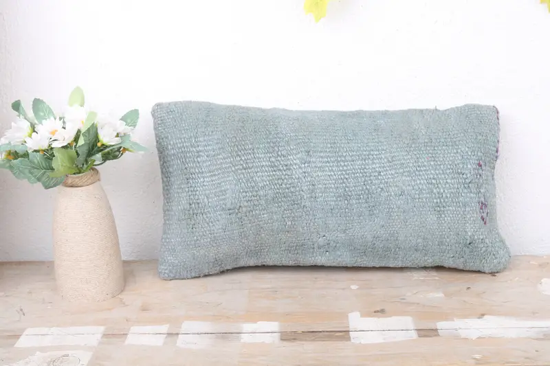 Vintage Throw Pillow Case, 8x16 Gray Pillow, Turkish Kilim Pillow, Antique Pillows, Home Decor Pillow, Pillow Cover, Wool Kilim Pillow Pillow - 2