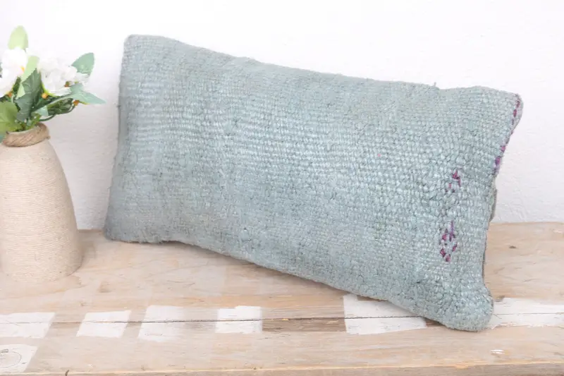 Vintage Throw Pillow Case, 8x16 Gray Pillow, Turkish Kilim Pillow, Antique Pillows, Home Decor Pillow, Pillow Cover, Wool Kilim Pillow Pillow - 4