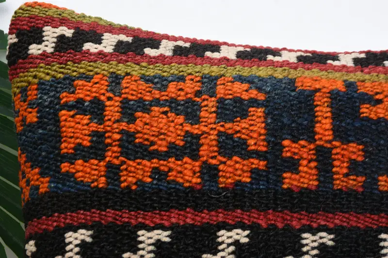 Vintage Kilim Pillow Pillow Case, Kilim Pillow Cover, Vintage Kilim Pillow, Boho Pillow, Pillow Cover, Seat Cushion, 14x14 Orange Cushion Case - 2