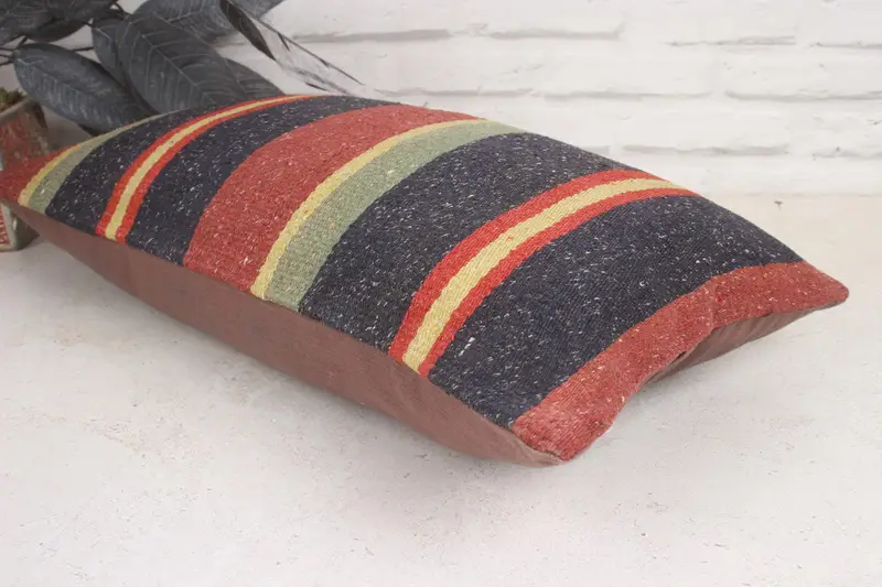 Cotton Cushion Cover, Southwestern Pillow, 12x20 Red Cushion, Cushion Cover, Floor Pillow, Kilim Pillow, Vintage Kilim Throw Pillow, Boho Pillow - 6