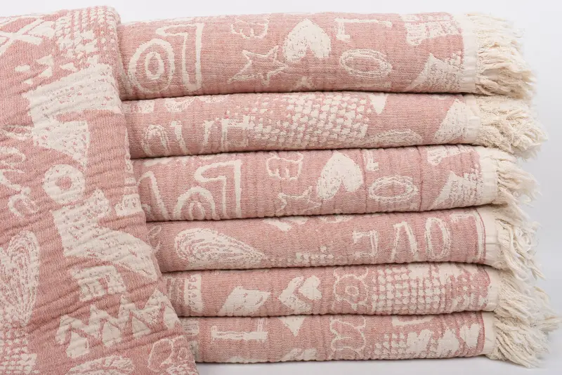 98x76 Cotton Love Design Towel, Decorative Blanket, Decorative Bedspread, Tablecloth, Bridesmaid Gifts, Gift For The Home Decor, Bridal Gifts - 2
