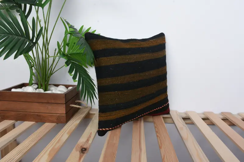 16x16 Brown Pillow, Wholesale Pillow Case, Throw Kilim Pillow, Pillow for Couch, Pillow, Hippie Throw Cushion, Vintage Kilim Throw Pillow - 4