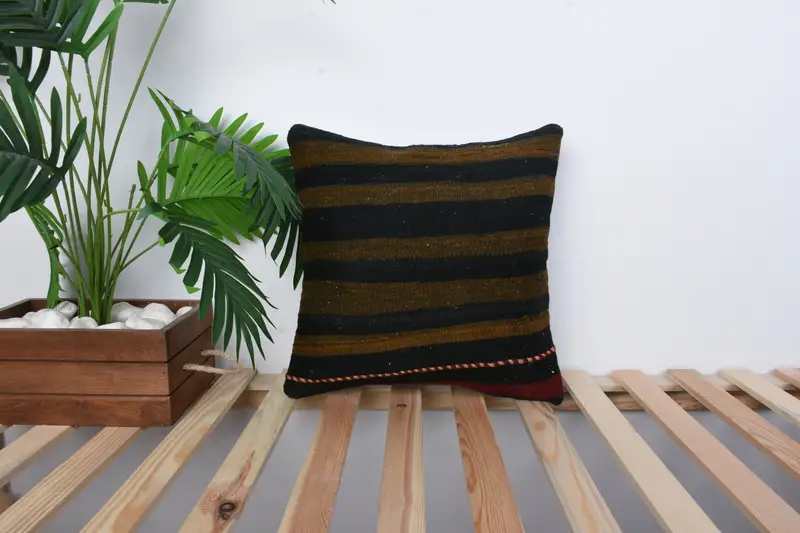 16x16 Brown Pillow, Wholesale Pillow Case, Throw Kilim Pillow, Pillow for Couch, Pillow, Hippie Throw Cushion, Vintage Kilim Throw Pillow - 1
