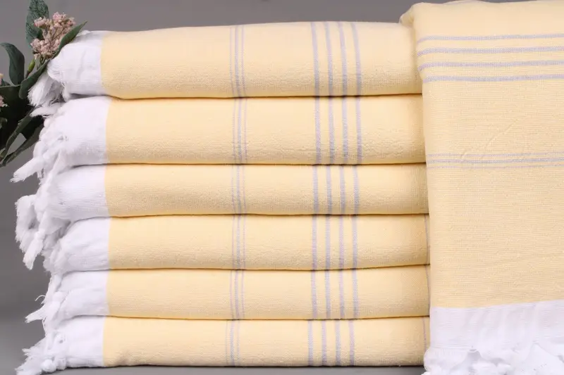 Personalized Monogrammed Yellow Striped Terry Beach Towel, 36x67 Inches