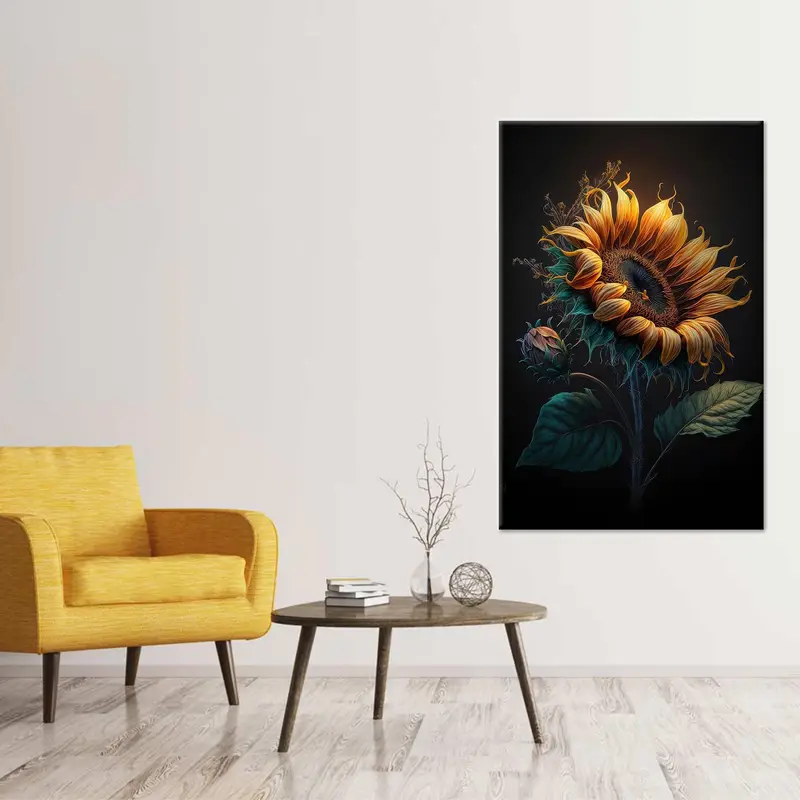 Lienzo de girasol de cocina moderna: decoración del hogar elegante y artística