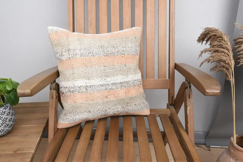 Anatolian Cushion, Ethnic Throw Pillow Cover, 16x16 Brown Cushion Cover, Cushion Cover, Kilim Pillow Cover, Boho Pillow, Antique Pillows - 1
