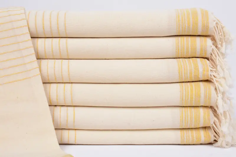 Personalized Turkish Towel Mustard Stripes, Organic Cotton, 67x36 Inches