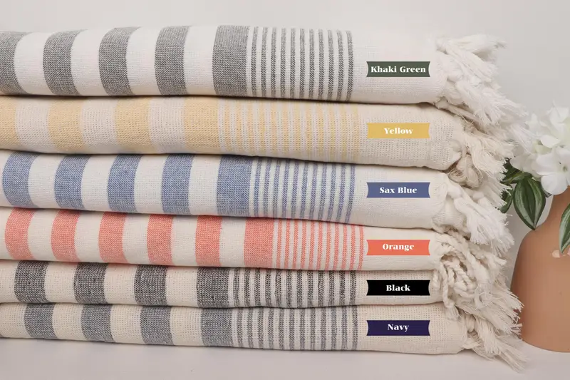 Best Friend Gift, 68x40 Cotton Striped Terry Towel, Embroidery Towels, Peshtemal Towel, Friends Beach Towel, Bridemaids Beach Towel, Cotton towel - 1