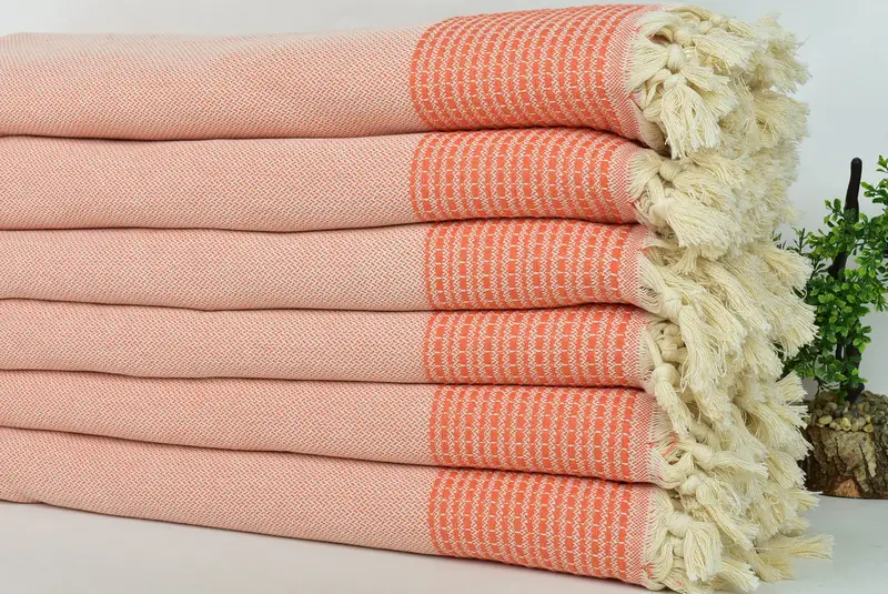 96x92 Cotton Striped Towel, Customized Turkish Blanket, Custom Blanket, Decorative Blanket, Throw Blankets for Couch, Personalized Blanket - 3