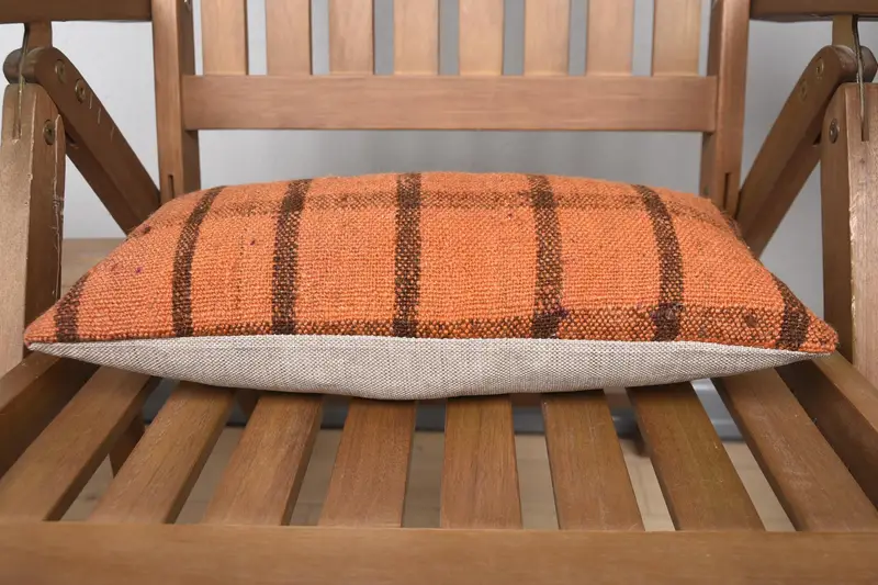 Home Decor Pillow, Outdoor Bolster Cushion Cover, Vintage Kilim Throw Pillow, Pillow, Vintage Kilim Pillow, 8x16 Orange Cushion - 5