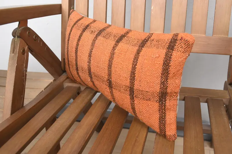 Home Decor Pillow, Outdoor Bolster Cushion Cover, Vintage Kilim Throw Pillow, Pillow, Vintage Kilim Pillow, 8x16 Orange Cushion - 3