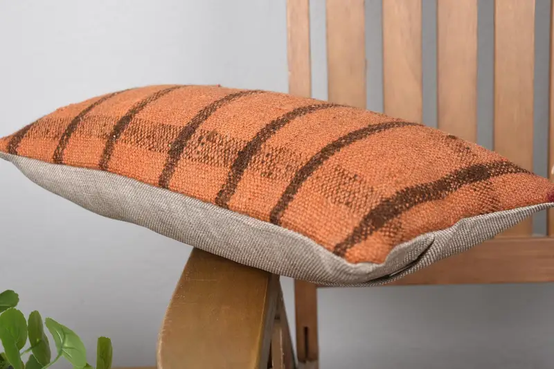 Home Decor Pillow, Outdoor Bolster Cushion Cover, Vintage Kilim Throw Pillow, Pillow, Vintage Kilim Pillow, 8x16 Orange Cushion - 6