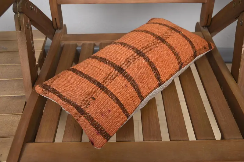 Home Decor Pillow, Outdoor Bolster Cushion Cover, Vintage Kilim Throw Pillow, Pillow, Vintage Kilim Pillow, 8x16 Orange Cushion - 4