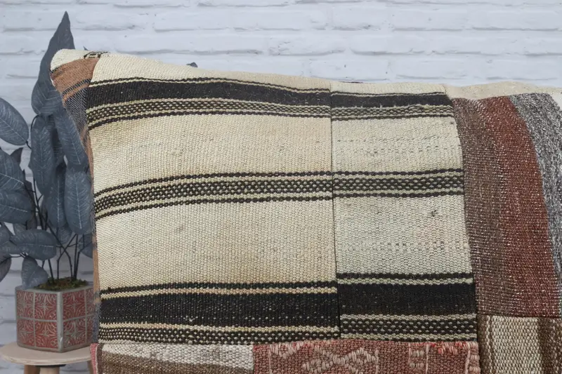 Nomadic Pillow, Traditional Pillow Sham, Cushion Cover, Handmade Kilim Cushion, 32x32 Brown Pillow Case, Boho Pillow, Vintage Pillow - 5