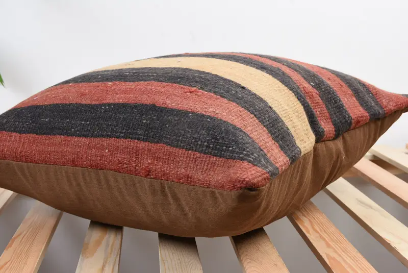 Pillow Cover, Lounge Throw Cushion Case, 20x20 Red Cushion Cover, Vintage Kilim Throw Pillow, Throw Kilim Pillow, Ethnical Kilim Rug Pillow - 6