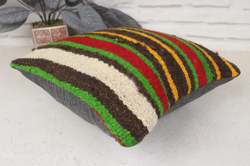 Gift Pillow, Handmade Kilim Cushion, 14x14 Red Pillow, Muted Cushion Case, Boho Pillow, Living Room Throw Cushion, Traditional Pillow, Pillow - 6