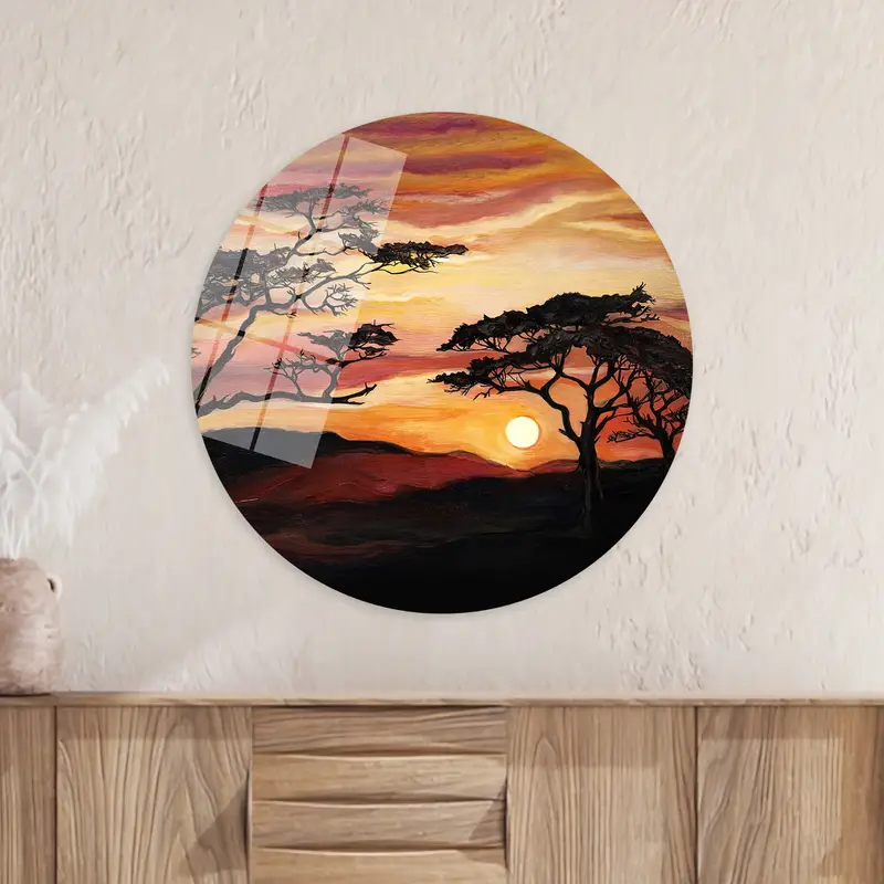 Elegant African Sunset Canvas: Nature Landscape Art Print