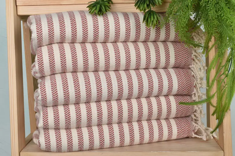 Turkish Tea Towel, 18x40 Brick Cotton Dish Towel, Chevron Pattern