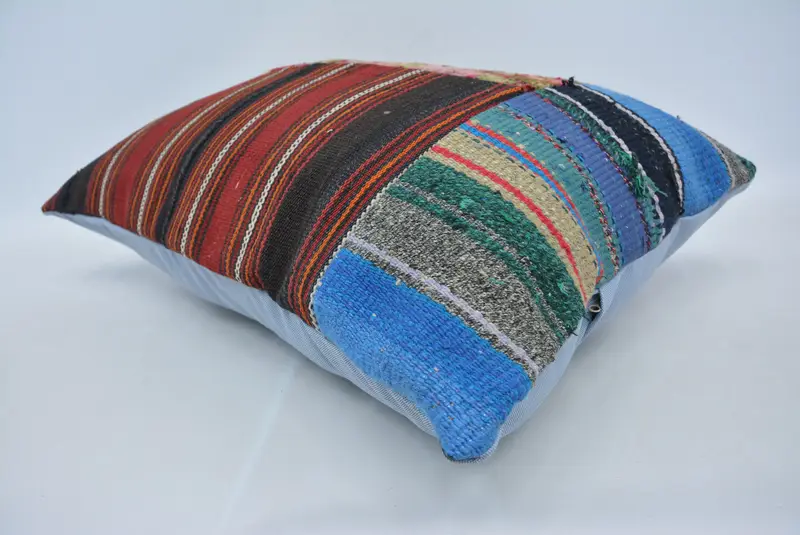 Red & Blue Geometric Embroidered Pillow, 20x28 Inches Size Pillow - 6