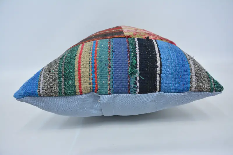 Red & Blue Geometric Embroidered Pillow, 20x28 Inches Size Pillow - 5