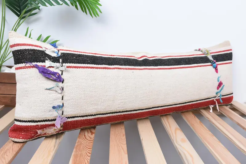 12x36 White Pillow Sham, Pillow, Vintage Kilim Throw Pillow, Authentic Cushion Cover, Interior Designer Pillow, Handmade Kilim Cushion - 4