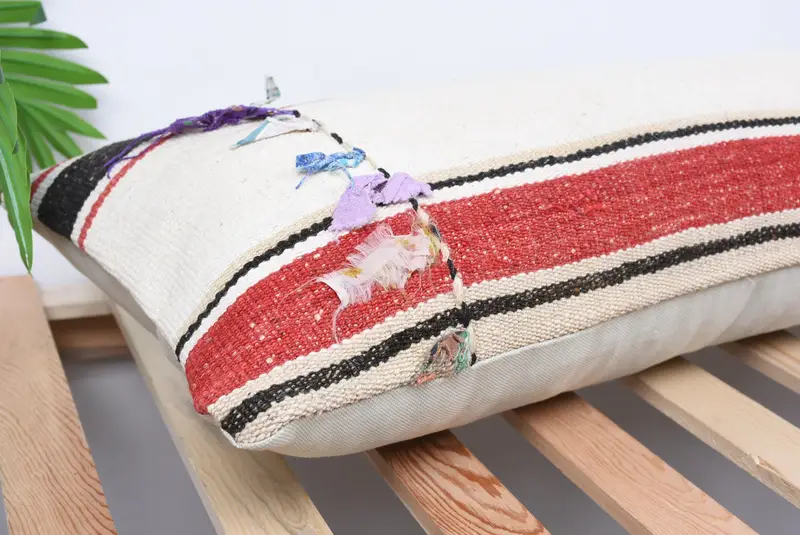 12x36 White Pillow Sham, Pillow, Vintage Kilim Throw Pillow, Authentic Cushion Cover, Interior Designer Pillow, Handmade Kilim Cushion - 6