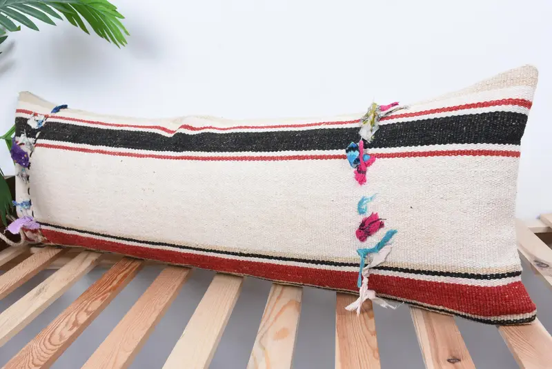 12x36 White Pillow Sham, Pillow, Vintage Kilim Throw Pillow, Authentic Cushion Cover, Interior Designer Pillow, Handmade Kilim Cushion - 5