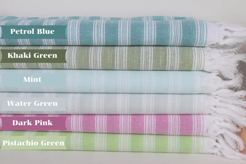 Bridesmaid Favors, 70x40 Cotton Striped Towel, Embroidery Towel, Turkish Bath Towel Set, Travel towel, Wedding Favors, Quick-dry peshtemal - 3