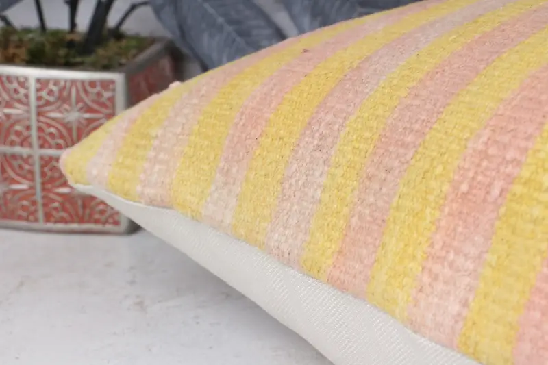 Cushion, 16x24 Yellow Pillow Sham, Boho Pillow Sham Cover, Shabby Chic Pillow Sham, Vintage Kilim Pillow, Ethnical Kilim Rug Pillow - 7