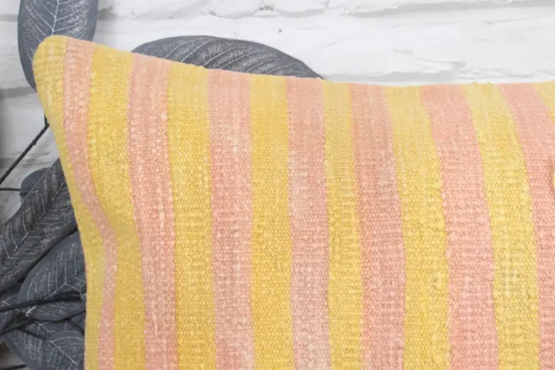 Cushion, 16x24 Yellow Pillow Sham, Boho Pillow Sham Cover, Shabby Chic Pillow Sham, Vintage Kilim Pillow, Ethnical Kilim Rug Pillow - 2