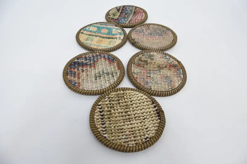 Brown and Beige Ethnic Pad Coaster, Non Slip Coffee Coaster