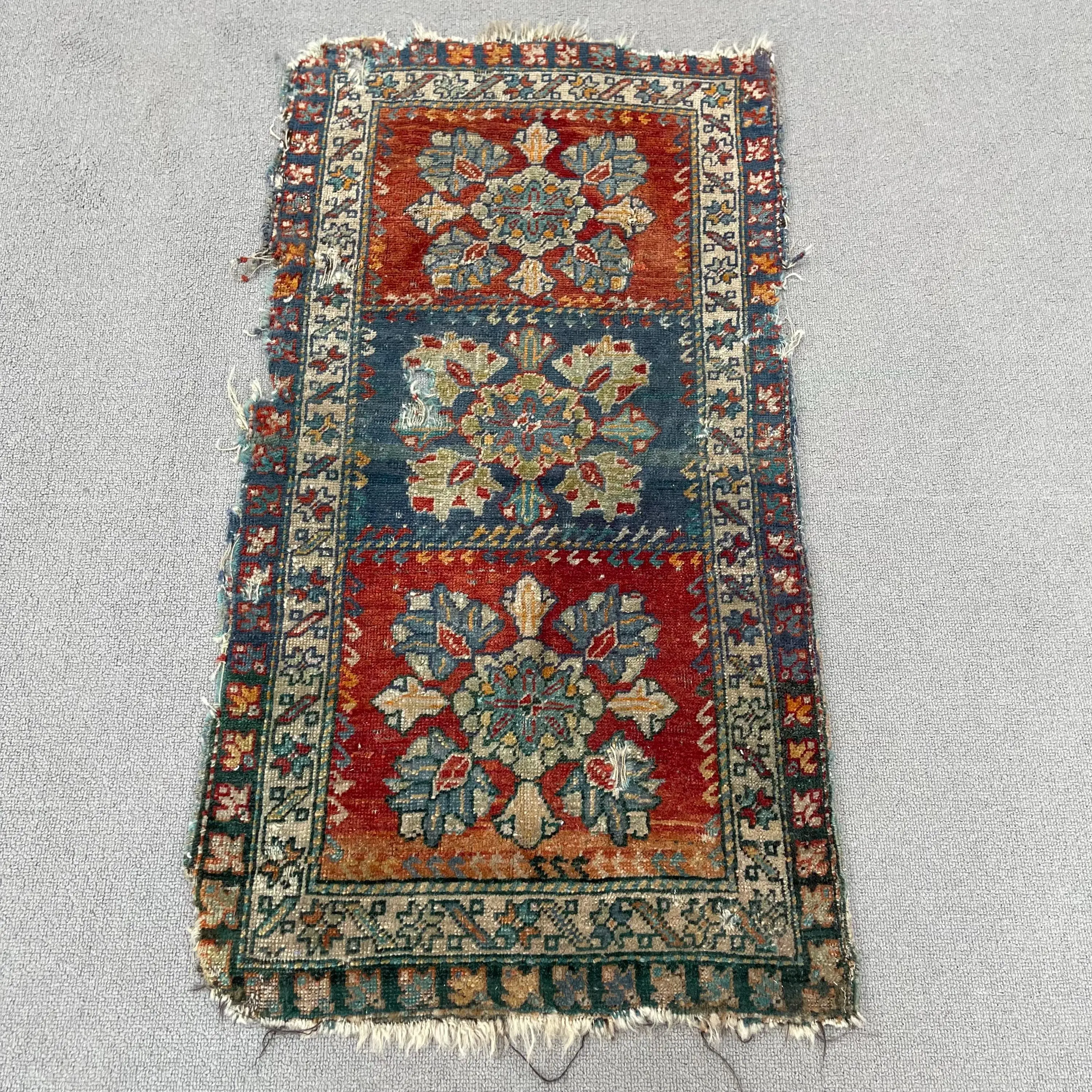 1.6x3.1 ft Rug, Turkish Vintage Rug, Red Wool Rug - 1