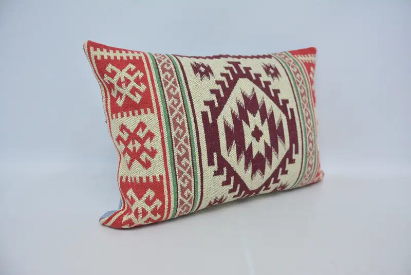 Vintage Pillow, Nomadic Cushion Case, 20x28 White Cushion Case, Chair Pillow Case, Kilim Pillow, Turkish Kilim Pillow, Pillow Case - 3