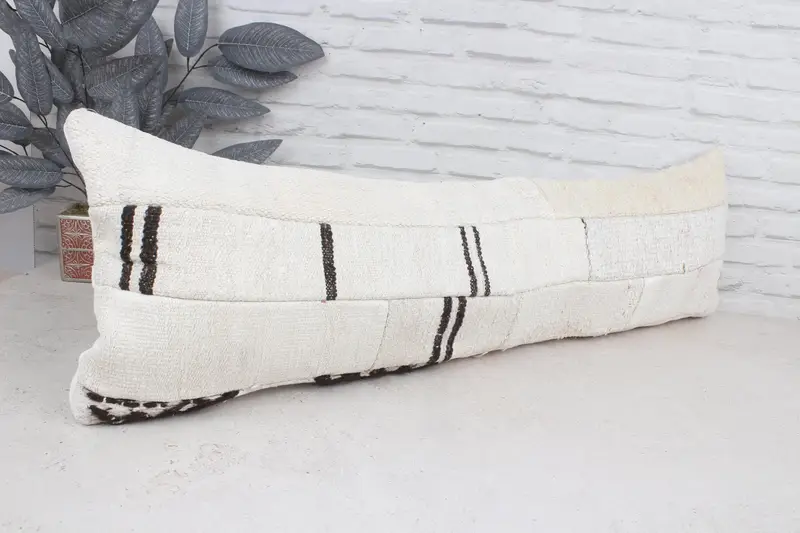 Pillow for Couch, Kilim Pillow, Accent Cushion, Pillow Case, Pastel Cushion Case, 12x43 White Cushion Case, Vintage Kilim Pillow - 3