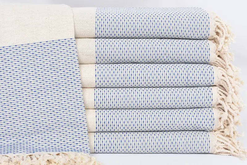 Sax Blue Polka Dot Turkish Bath Towel, 70x40 Inches