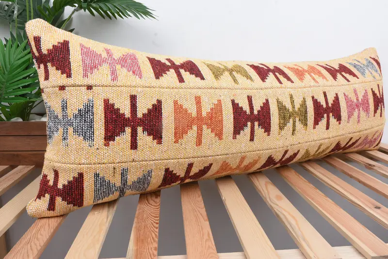 16x43 Beige Cushion, Cushion Cover, Throw Kilim Pillow, Wool Kilim Pillow Cushion Case, Kilim Pillow, Luxury Pillow Case, Gift Pillow - 4