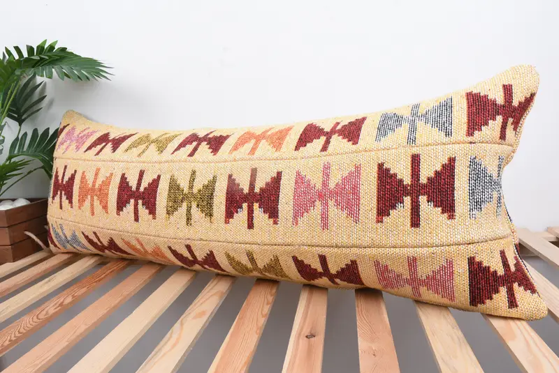 16x43 Beige Cushion, Cushion Cover, Throw Kilim Pillow, Wool Kilim Pillow Cushion Case, Kilim Pillow, Luxury Pillow Case, Gift Pillow - 5