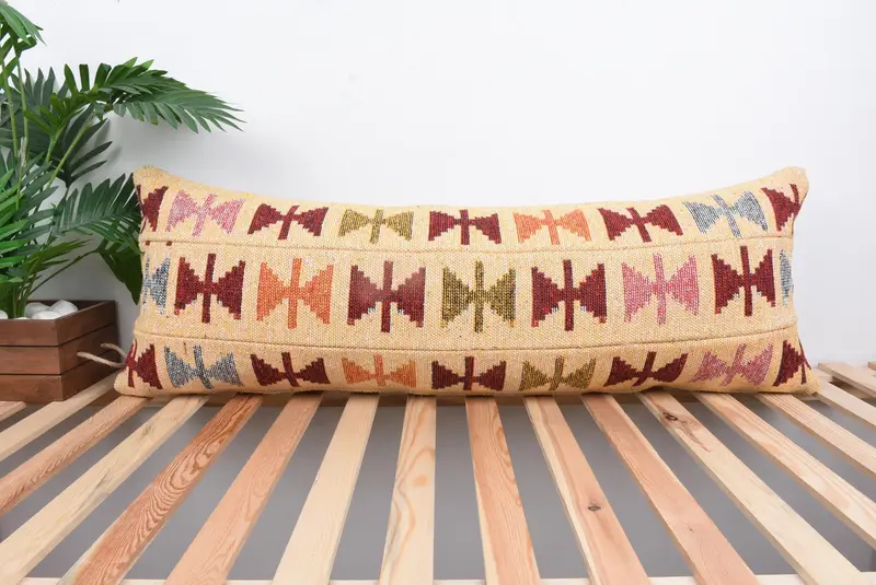 16x43 Beige Cushion, Cushion Cover, Throw Kilim Pillow, Wool Kilim Pillow Cushion Case, Kilim Pillow, Luxury Pillow Case, Gift Pillow - 1