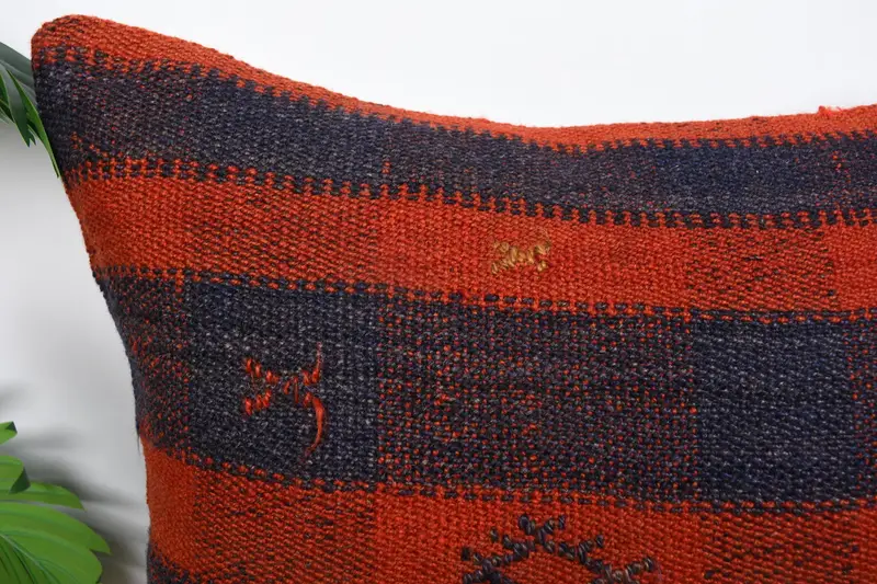 Ikat Pillow Cover, Cushion, Gift Pillow, Pillow for Sofa, 20x20 Orange Pillow Case, Vintage Kilim Pillow, Authentic Cushion Cover, Yoga Pillow Sham - 2