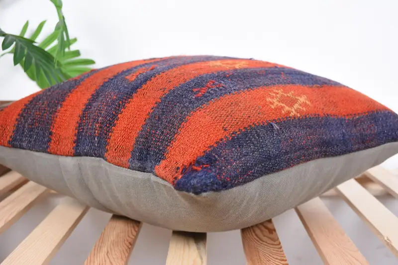 Ikat Pillow Cover, Cushion, Gift Pillow, Pillow for Sofa, 20x20 Orange Pillow Case, Vintage Kilim Pillow, Authentic Cushion Cover, Yoga Pillow Sham - 6