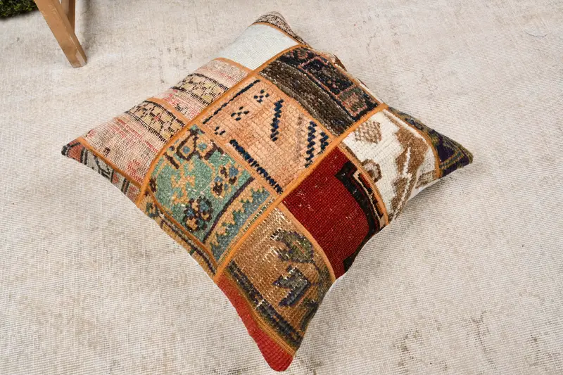 Interior Designer Pillow, Pastel Pillow, One Of A Kind Pillow Case, Handmade Kilim Cushion, Pillow for Sofa, Pillow Sham, 24x24 Red Pillow Cover - 8