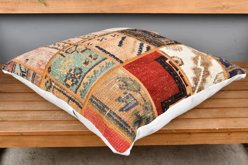 Interior Designer Pillow, Pastel Pillow, One Of A Kind Pillow Case, Handmade Kilim Cushion, Pillow for Sofa, Pillow Sham, 24x24 Red Pillow Cover - 2