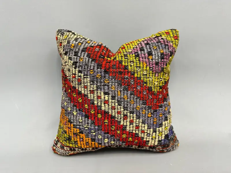 Office Chair Kissenbezirk, Kissen, Wohnkulturkissen, gedämpftes Kissenabdeckung, Geschenkkissen, Vintage -Kilim -Wurfkissen, 18x18 Rote Kissenabdeckung - 1