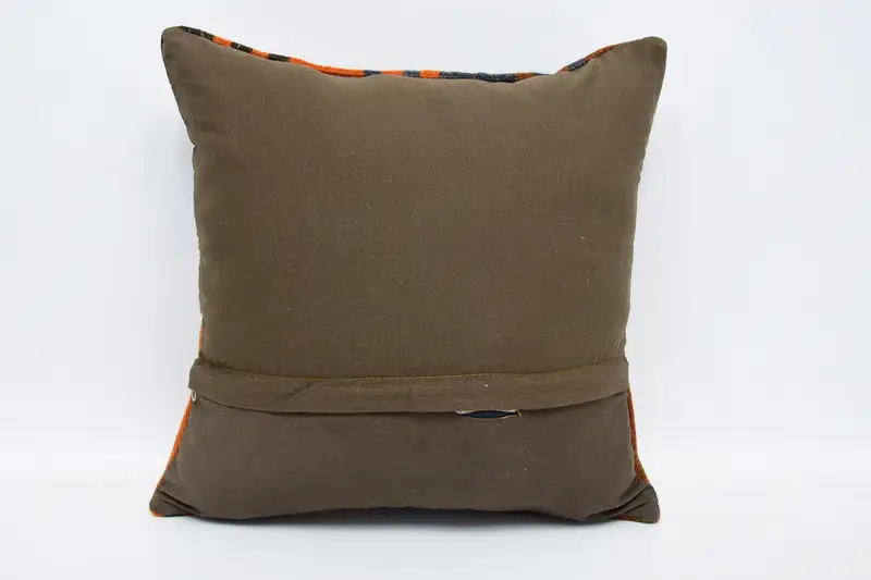 Interior Designer Pillow, Boho Pillow Sham Cover, 16x16 Orange Pillow Case, Vintage Kilim Pillow Cushion Cover, Pillow Sham, Home Decor Pillow - 6