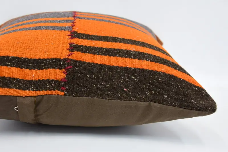 Interior Designer Pillow, Boho Pillow Sham Cover, 16x16 Orange Pillow Case, Vintage Kilim Pillow Cushion Cover, Pillow Sham, Home Decor Pillow - 5