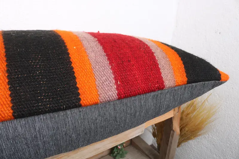 Knitted Cushion, Kilim Pillow Cover, Pillow for Couch, 16x36 Red Pillow Cover, Neutral Throw Pillow Sham, Pillow Case, Pillow for Sofa - 6