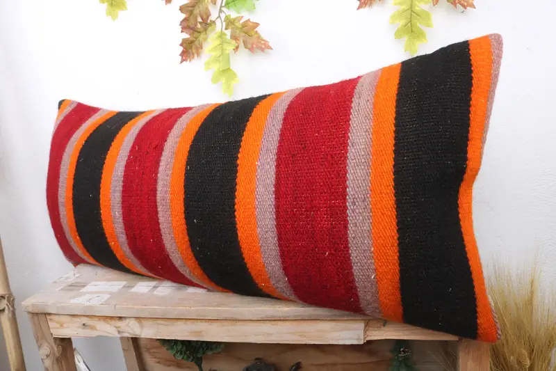 Knitted Cushion, Kilim Pillow Cover, Pillow for Couch, 16x36 Red Pillow Cover, Neutral Throw Pillow Sham, Pillow Case, Pillow for Sofa - 4