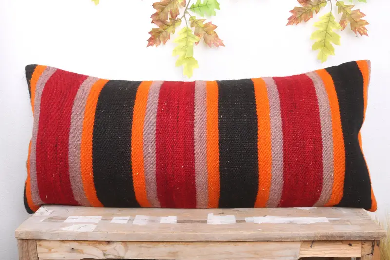 Knitted Cushion, Kilim Pillow Cover, Pillow for Couch, 16x36 Red Pillow Cover, Neutral Throw Pillow Sham, Pillow Case, Pillow for Sofa - 2