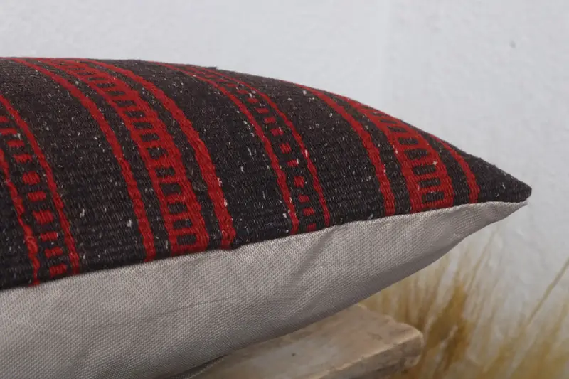 Kilim Pillow Cover, Garden Pillow Case, Bolster Throw Cushion, Turkish Kilim Pillow, Throw Kilim Pillow, Pillow Sham, 12x24 Red Pillow Sham - 6