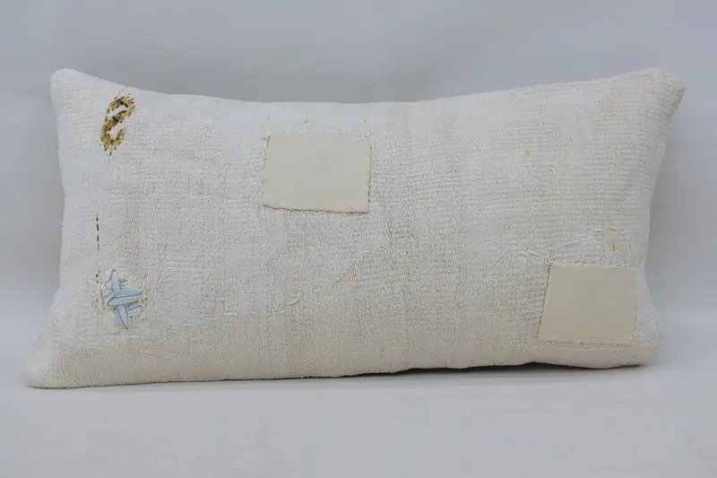 Vintage Kilim Throw Pillow, Floor Cushion Case, 12x24 White Pillow Case, Vintage Kilim Pillow, Pillow Case, Throw Kilim Pillow - 1